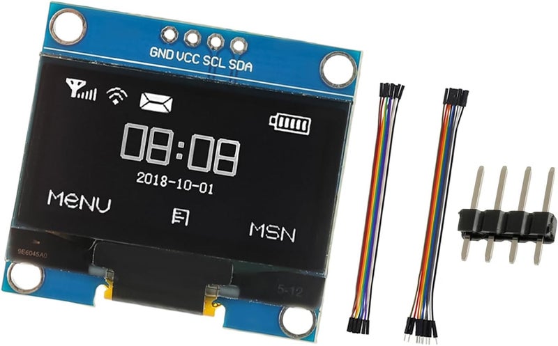 JAMHER 1.3 Inch I2C IIC OLED Display Module 128x64 Pixel Mini Self-Luminous Display Screen Board for Arduino Projects Raspberry Pi with Wire(1Pack White) - Image 1